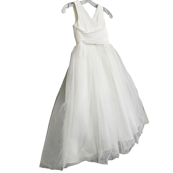 Nwot Girls Treasure White Chiffon/Tulle Full Skirt Sleeveless Flower Girl Gown - Picture 11 of 16